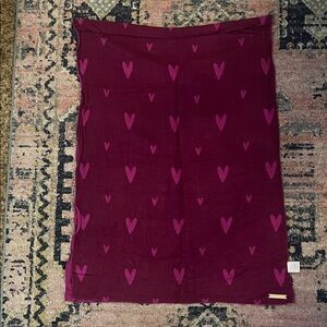 Kate Loxton Heart-Patterned Blanket Scarf in Deep Purple